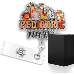 ERHACHAIJIA Pediatric Nurse Funny Forest Animals Retractable Badge Reel Gift for Registered Nurse PEDS Nursing PICU Nurse RN (Black)