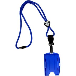 Metal Detector Friendly Lanyard with Badge Holder - 2 Card Display - Double Sided Open Face Horizontal/Vertical - Breakaway Cord - Detachable Plastic Clip - Quick Release Buckle by Specialist ID