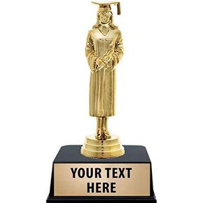 Crown Awards Graduation Trophies with Custom Engraving, 6" Personalized Female Graduation Trophy On Black Base Prime