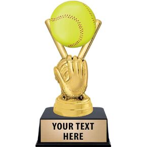 Crown Awards Softball Trophies with Custom Engraving, 6" Personalized Colorific Softball Trophy On Black Base Prime