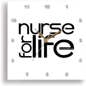 3dRose DPP_45098_1 Nurse for Life Wall Clock, 10 by 10-Inch
