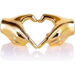 XMGZQ Gold Knick Knacks Statue Home Decor,Gold Heart Hands Sculpture Love Decor,Finger Heart Statue Bookshelf Decor Accent for Wedding,Valentine's,Anniversaries,Gold Tv Stand Decorations