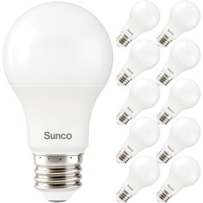Sunco 10 Pack 3W=40W A19 LED Light Bulbs CRI91 4000K Cool White, 250 Lumens, E26 Medium Base, Indoor Outdoor, Super Bright, Instant On, Frosted Lens, Lamp for Bedroom Dining Living Room UL
