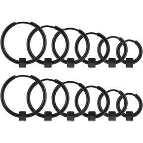 Zysta 4/6 Pairs Bead Ball Hoop Earrings 10-20mm Diameter Rose Gold Black Silver Round Stainless Steel Piercing Loop Huggie 18G Gauge
