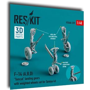Reskit RSU48-0259 1/48 F-14 (A,B,D) معدات الهبوط Tomcat مع مجموعة عجلات مرجحة لمجموعة Tamiya (الراتنج والطباعة ثلاثية الأبعاد)