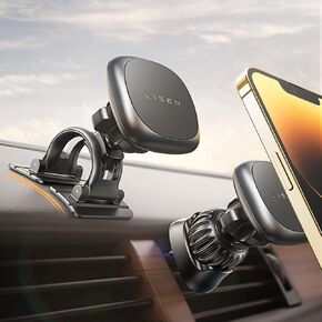LISEN Magnetic Phone Holder for Car 6 Military Magnets Magnetic Phone Mount [2 Mounting Options] 3 Metal Plates Dashboard Car Vent Phone Holder for iPhone 14 Pro Max,Tablets, All Phones