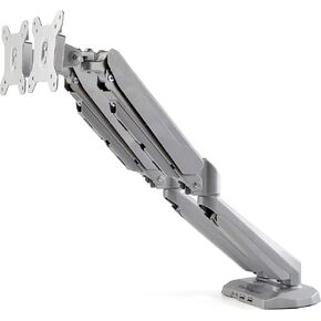 StarTech.com Desk Mount Dual Monitor Arm with USB & Audio - Desk Clamp VESA Mount for up to 32 inch Displays - 2X USB, 2X 3.5mm Audio - Ergonomic Full Motion Dual Monitor Arm - Silver (ARMSLIMDUOS)