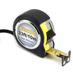 Measuring Tape 33 Feet(10M), Double-Sided Metric and Inch Scale with Fractions, Retractable Tape Measure with Double Stop Buttons and Magnetic Hook