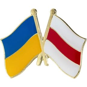 Belarus Belarusian Diaspora Protest Ukraine Ukrainian National Flag Crossed Flags Friendship Love Alliance Allies 1" Enamel Pin
