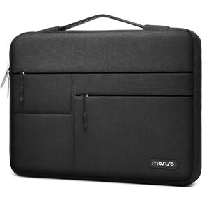 MOSISO 360 Protective Laptop Sleeve Compatible with MacBook Air/Pro, 13-13.3 inch Notebook, Compatible with MacBook Pro 14 inch M3 M2 M1 Chip 2023-2021 with Belt&3 Horizontal Parallel Pockets, Black