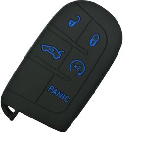 Coolbestda Rubber Key Fob Remote Cover Case Keyless Entry Protector for 2017 2018 2019 2020 2021 2022 2023 Jeep Grand Cherokee Compass Dodge Challenger Charger Dart Durango Journey Chrysler 300 200