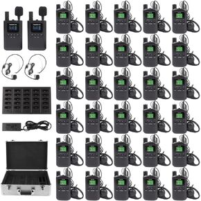 Wireless Tour Guide System 2 Transmitters 30 Receivers 1 Charger 1 Carry Case Simultaneous Interpretation System Court Church Translation System for Factory Group Tour