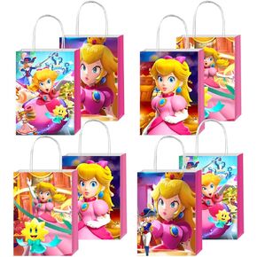 12 قطعة من أكياس هدايا حفلات الأميرة الخوخ من SQDDG مع مقابض، لوازم حفلات أعياد ميلاد الأميرة الخوخ لديكورات حفلات الأميرة الخوخ in Kuwait