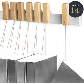 Wall Book Organizers Hanging Pins - Extra Pins for Floating Shelves Wall Mounted, Extra Hardwood Hanging Pins for Floating Bookshelves, Ideal for Book Lovers, (Dark Finish)