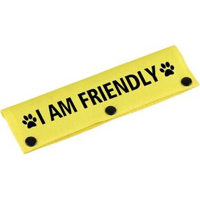 Funny Dog Leash Sleeve I Am Friendly Dog Leash Wrap Sleeve Alert Tag Pet Birthday Gift (I Am Friendly-YE Sleeve)