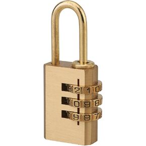 Combination Padlock 208 - Monobloc Brass Body with Resettable 3-Digit Mechanism. Polished Brass Finish, Nickel-Plated Steel Handle - Secure Your Lockers, Toolboxes, and Travel Bags