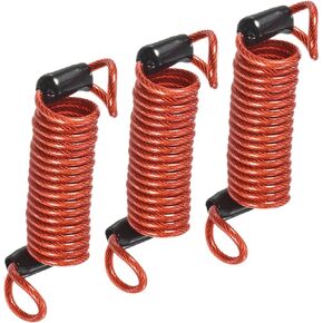 3 Pack Disc Lock Security Steel Cable - Plastic Coated Spring Reminder Wire Anti-Theft Rope, Apply to Outdoors Protection (2.5mmx1m, Red)
