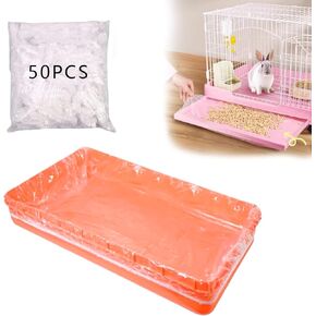 Disposable Cage Liners, Rabbit Cage Liner, 50PCS Universal Toilet Film for Guinea Pig Bunny Hamster Totoro Hedgehog Ferret and Small Animals, Plastic Bunny Cage Film(Transparent, 27.5"x19.7")