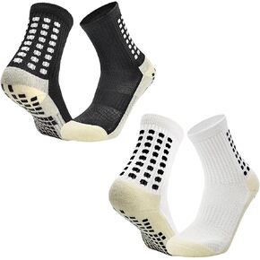 ELUTONG Grip Socks Soccer for Men Non Slip Anti Skid Crew Athletic Socks Applicable to Football Basketball Sports(2-4 Pairs)