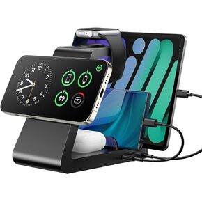 Charging Station for iPhone,5 in 1 Wireless Charger Stand Dock for Apple: Mag-Safe Charging Station for Multiple Devices Apple iPhone 15 14 13 12 Pro Max Plus Apple Watch iWatch Magnetic