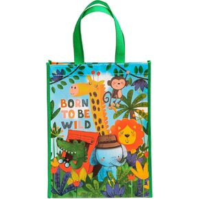 Loveinside Medium Recycled Gifts Bags with Handles, Kids Reusable Birthday Party Gift Bag, Shopping Bag - 10" x 5" x 13", 1 Pcs - Animal