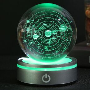 3D Crystal Ball Moon with LED Lamp Base, Space Decor Night Light Snow Globe Unique Astronomy Universe Gifts for Adults Kids Teacher Mom Boy&Girlfriend on Birthday Graduation-3.15in.(80mm)