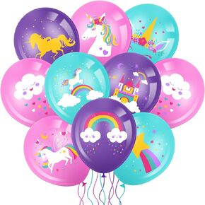Aoriher 45 Pcs Unicorn Latex Balloon for Birthday Pastel Rainbow Balloon for Arch Kit Column Garlands for Girl Unicorn Birthday Party Decoration Baby Shower Unicorn Party Supplies 12''