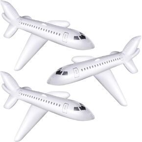Syhood 3 Pcs 40 Inch White Large Inflatable Airplane Balloon Aviation Themed for Outdoor Birthday Party Gifts Swimming Pool Decorations Toys (40 Inch)