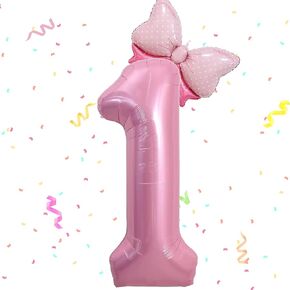 40 Inch Pink Number 2 Balloon & Mini Bow Balloon for Girl Birthday Party Decorations, 2nd Birthday Party Decorations Pink Theme Party Balloons Decorations Supplies