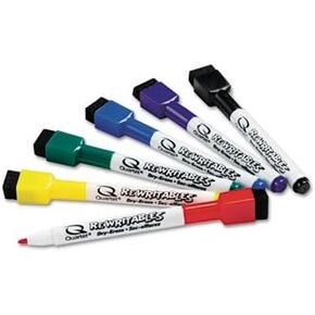 Quartet 51659312 Low-Odor ReWritables Dry Erase Mini-Marker Set, Fine Point, Classic, 6/Set