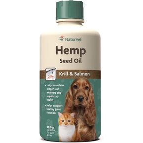 NaturVet Hemp Seed Oil Krill and Salmon, 8 oz. Liquid, Made in The USA