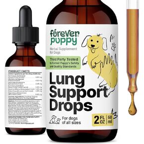 Lung Support Drops for Dogs - Respiratory Support Supplement for Dogs w/Mullein Leaf - Herbal Dog Respiratory Health Drops - Dog Vitamins for Lungs w/Mullein Extract & Echinacea - 2 oz