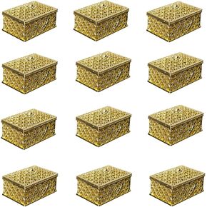 HAN SHENG 12 قطعة من صناديق الحلوى المستطيلة المجوفة لحفلات الزفاف وصناديق تخزين الحلوى وصناديق الهدايا وصناديق الديكور لحفلات الزفاف وأعياد الميلاد وحفلات أعياد الميلاد (ذهبي) in Kuwait