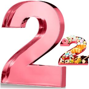 Mifoci 13.7" Cardboard Number for Charcuterie Birthday Party and Anniversary Fillable Paper Mache Chocolate Candy Graduation Decoration(Rose Gold, 2)