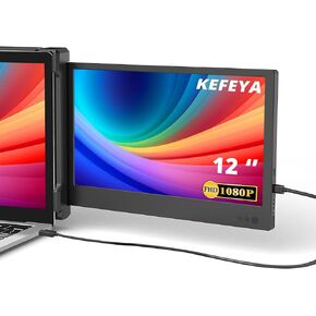 Laptop Screen Extender, 12.1"" FHD 1080P IPS Portable Dual Monitor for Laptop, Laptop Monitor Extender Compatible with Windows, Chrome & Mac, Fits 13-16 Inch Laptops, Black