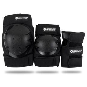 Bont Skates – Kids Bont Black Protective Pads Set with Knee Pads, Elbow Pads and Wrist Guards for Inline skate, Roller Skate (Black, S)