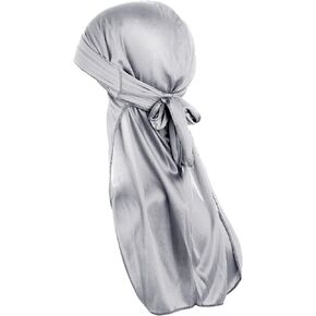 Silky Durag for Men Silk Bonnet 360 Waves Ultra-Soft Wave Cap Premium Satin Durags Extra Long Tails(Black) in Kuwait