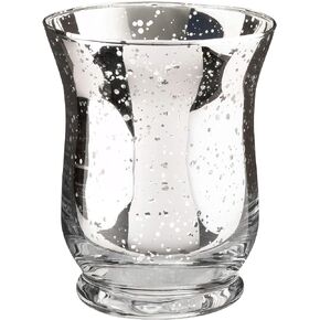 Lillian Rose Silver Mercury Tulip Shaped Glass Votive or Tea light Holders Set of 6, 3x3x3.65