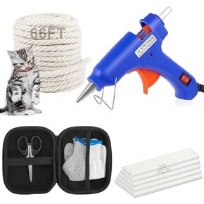 حبل السيزال لمجموعة خدش القطط 66 قدم 4 مم حبل للقطط لاستبدال عمود القط DIY حبل خيوط القنب لبرج شجرة القطط مع الغراء الساخن وعصي الغراء وحقيبة التخزين والمقص والقفازات
