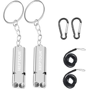 Emergency Whistles,Premium Safety Survival Whistle with Lanyard Keychain,High Pitch Double Tubes Coyote Whistle for Outdoor Hiking Camping Hunting Boating Rescue Signal Whistle Lifeguard