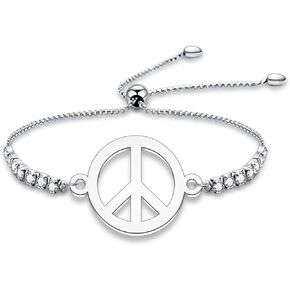 Peace Love Sign Symbol Bracelet Peace Sign Jewelry Peace Gifts Hippie Party Dressing Accessories Jewelry for Women Girls