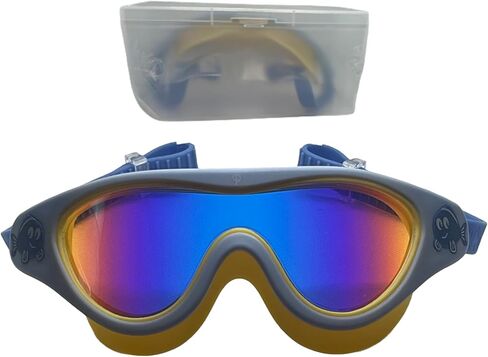 Kids Swimming Mask Anti-Fog UV Projection Mirrored Swim Goggles for Boys and Girls, One Size, Blue in Saudi Arabia