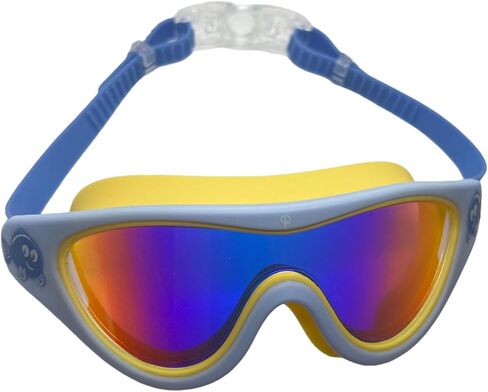 Kids Swimming Mask Anti-Fog UV Projection Mirrored Swim Goggles for Boys and Girls, One Size, Blue in Saudi Arabia