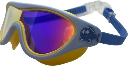 Kids Swimming Mask Anti-Fog UV Projection Mirrored Swim Goggles for Boys and Girls, One Size, Blue in Saudi Arabia