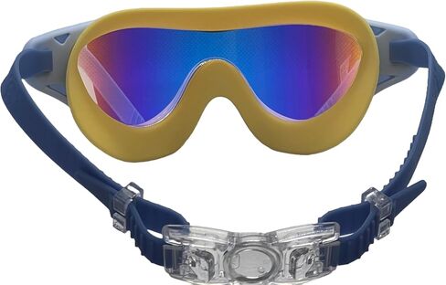 Kids Swimming Mask Anti-Fog UV Projection Mirrored Swim Goggles for Boys and Girls, One Size, Blue in Saudi Arabia