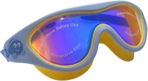 Kids Swimming Mask Anti-Fog UV Projection Mirrored Swim Goggles for Boys and Girls, One Size, Blue in Saudi Arabia