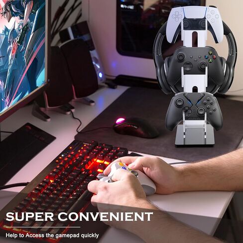 FACULX 2 Pack Acrylic 3 Tier Controller Holder and Headset Stand for Xbox ONE PS5 PS4 Switch, Gaming Gear Organizer Stand, Anti-Slip Stable Headphone Holder, Idea Gift for Gamer in Saudi Arabia