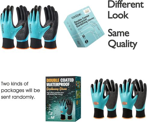 COOLJOB Waterproof Gardening Work Gloves Gifts for Women & Men, Double Rubber Coated Non-slip Working Gloves Bulk for Garden Yard Gardener Outdoor Construction Worker, Unisex Blue Medium Size 2 Pairs in Saudi Arabia