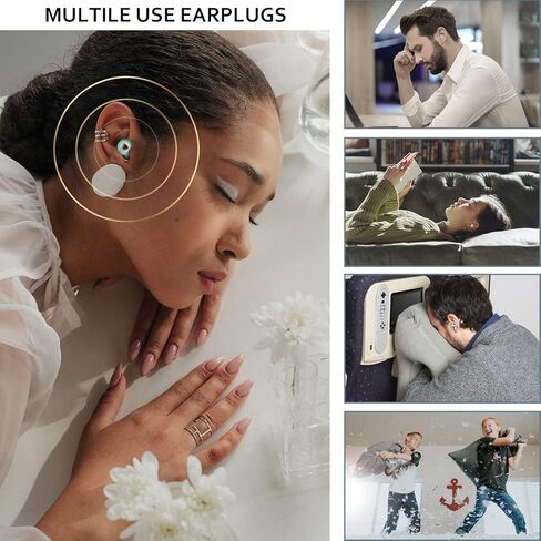 Ear Plugs for Sleeping Noise Cancelling, Reusable Hearing Protection in Flexible Silicone, Noise Cancelling Earplugs for Sleep - 6 Ear Tips in S/M/L, 25dB Noise Cancelling Green in Saudi Arabia