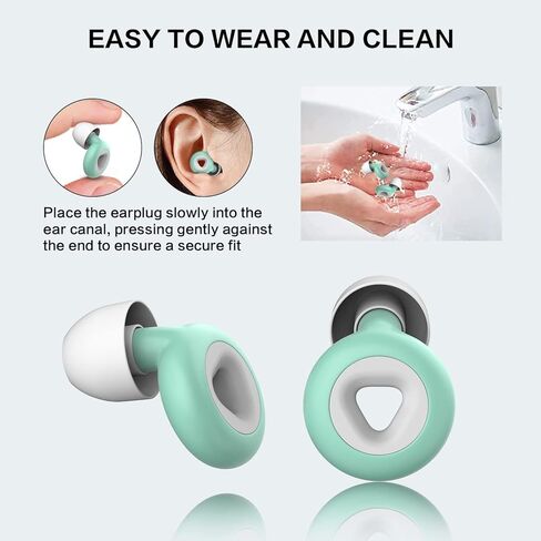 Ear Plugs for Sleeping Noise Cancelling, Reusable Hearing Protection in Flexible Silicone, Noise Cancelling Earplugs for Sleep - 6 Ear Tips in S/M/L, 25dB Noise Cancelling Green in Saudi Arabia